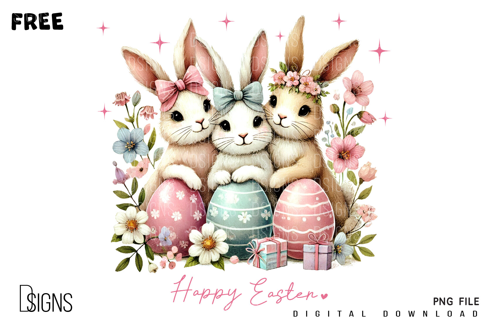 Easter Spring Bunny Rabbit Sublimation Graphic by DSIGNS · Creative Fabrica