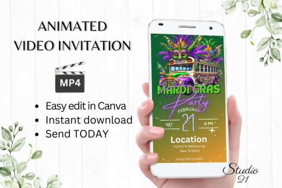 Electronic Mardi Gras Party Invite