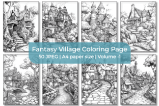Fantasy Village Coloring Page Graphic by Sumon Chandra · Creative Fabrica