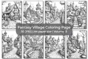 Fantasy Village Coloring Page Graphic by Sumon Chandra · Creative Fabrica