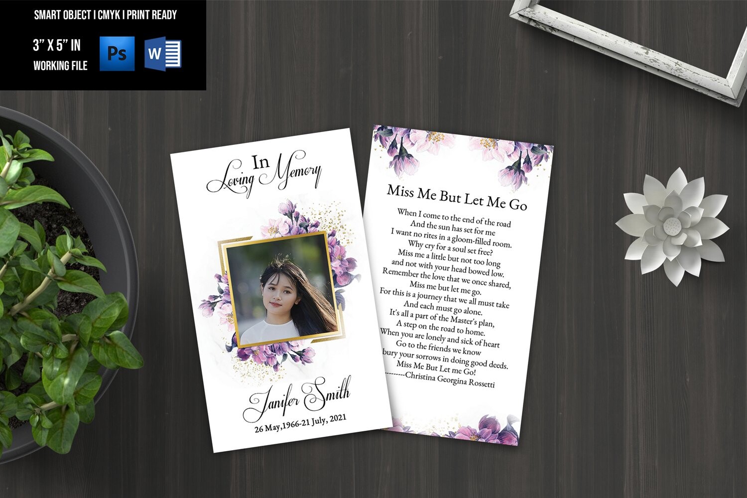 Floral Funeral Prayer Card Template Graphic By Sistecbd Creative Fabrica