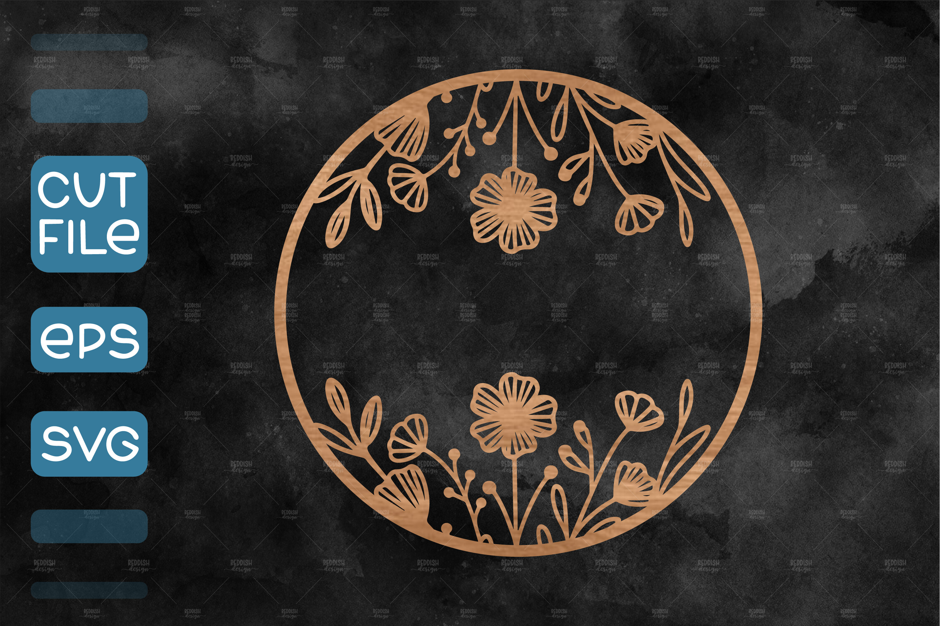 Floral Round Sign SVG · Creative Fabrica