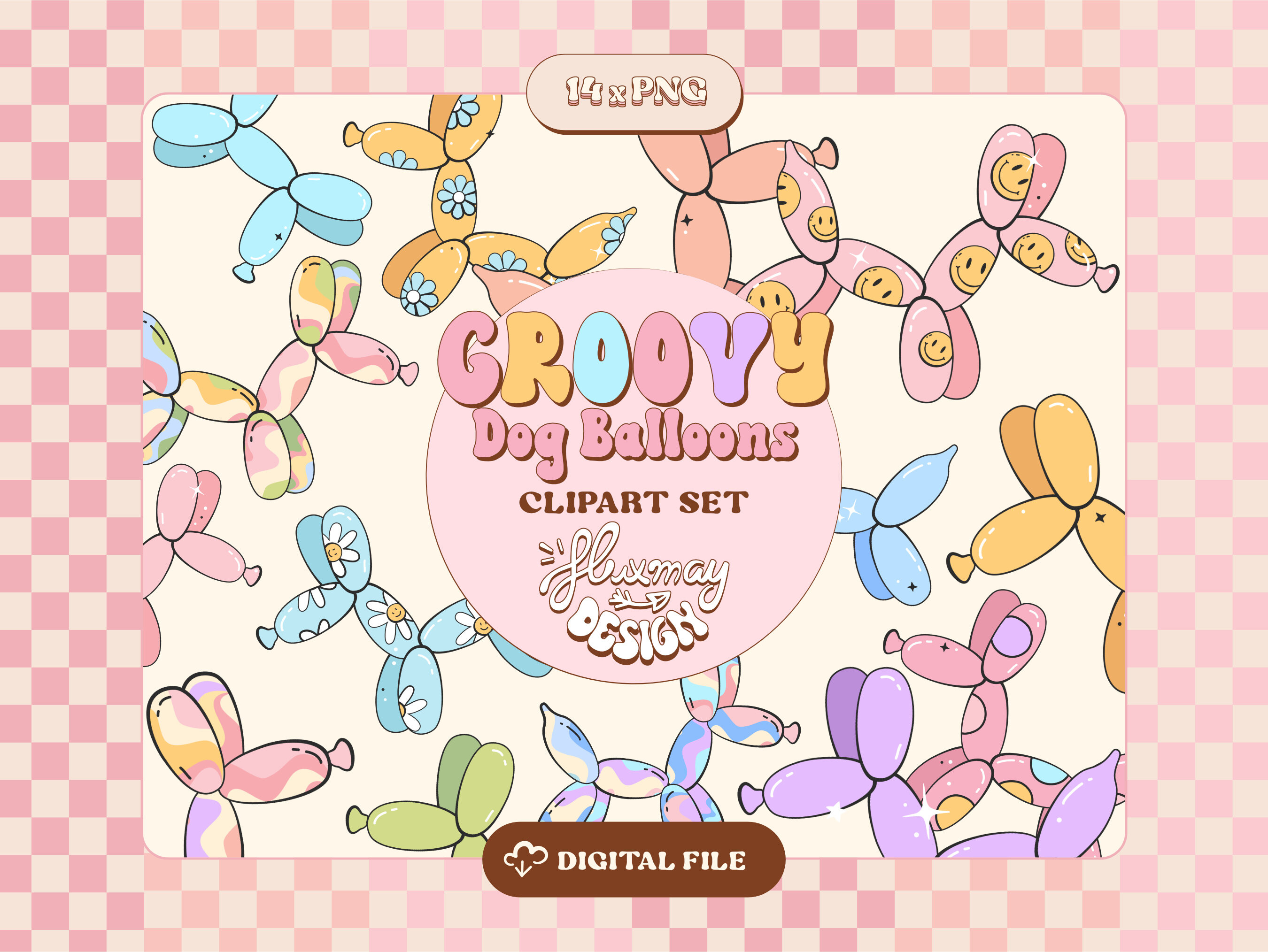 Groovy Balloon Dogs - PNG Clipart Bundle