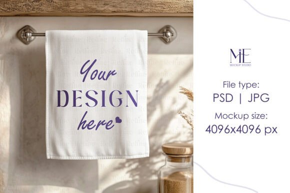 Kitchen Towel Mock Up, Tea Towel Mockup
