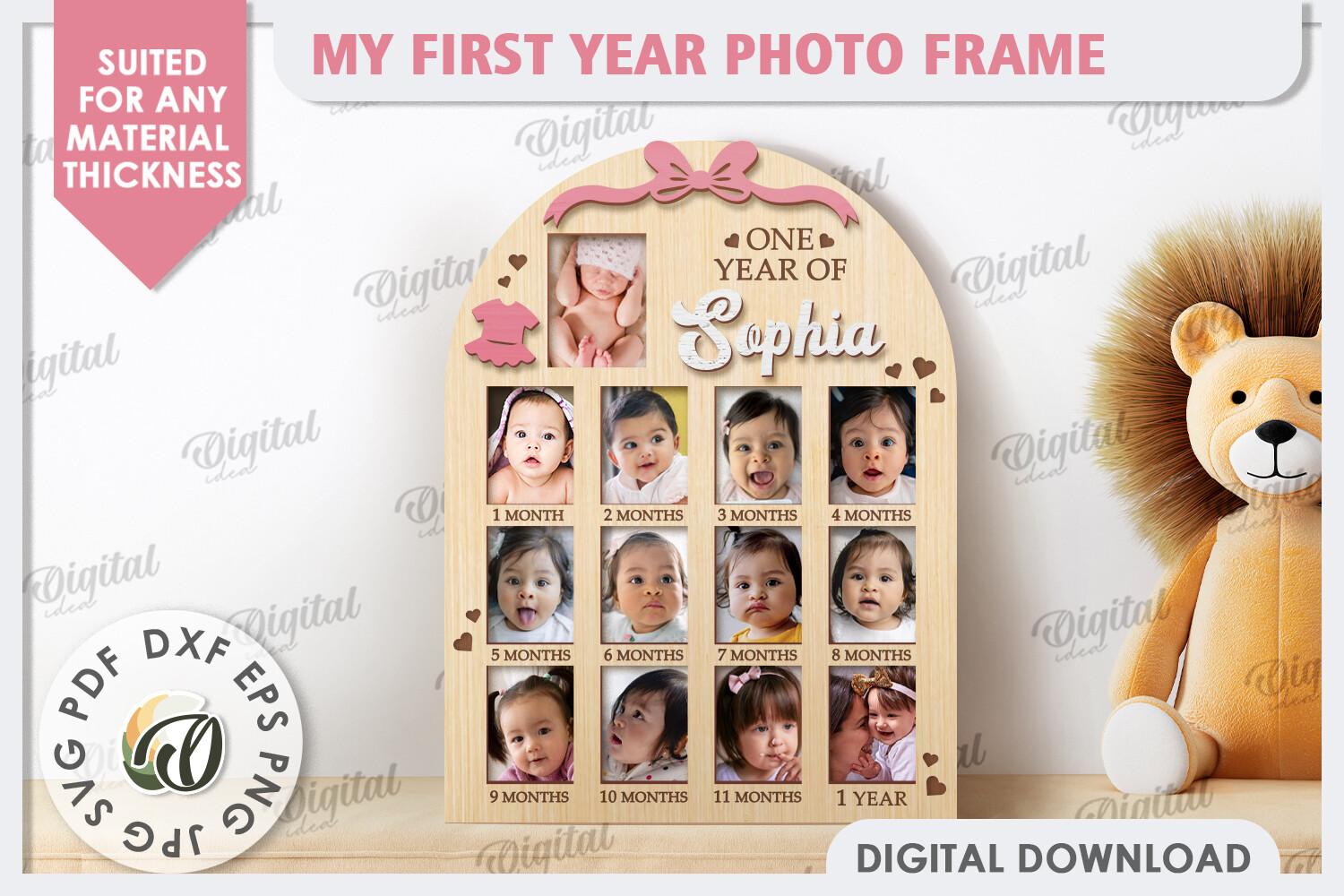 First Year Frame My First Year Photo Frame Laser Cut · Creative Fabrica