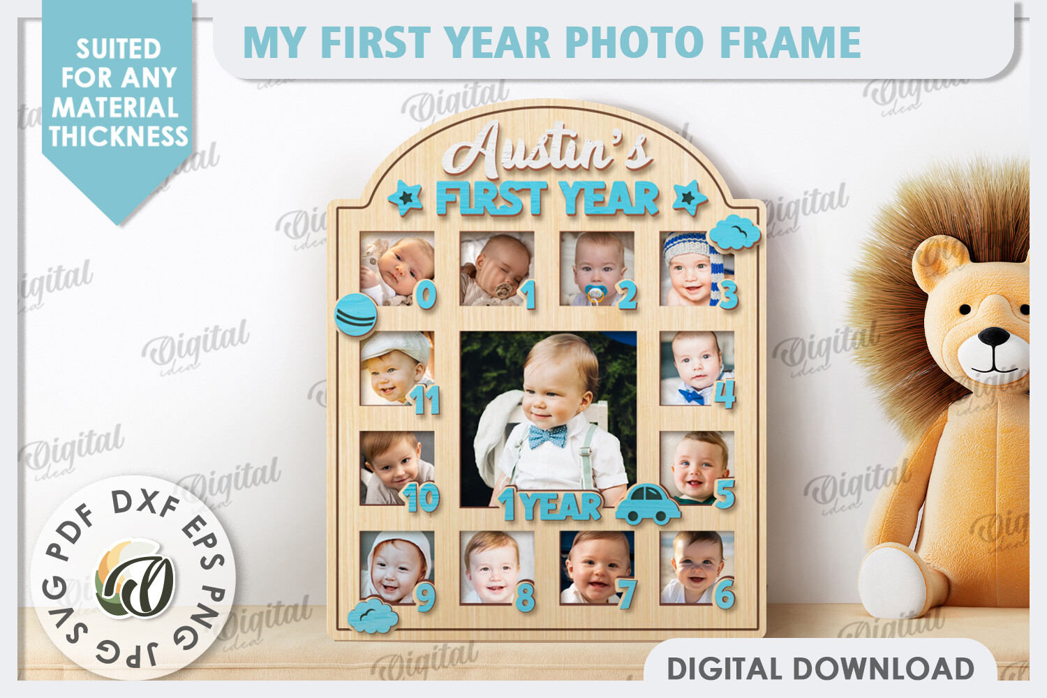 First Year Frame My First Year Photo Frame Laser Cut · Creative Fabrica