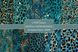 Teal Blue Leopard Glitter Digital Papers Graphic by ArtCursor ...