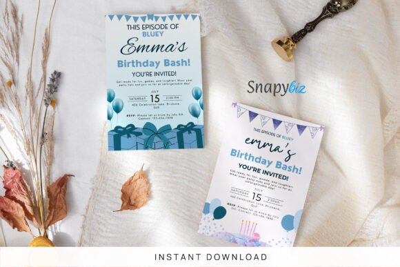 Bluey Birthday Invitation Canva Template