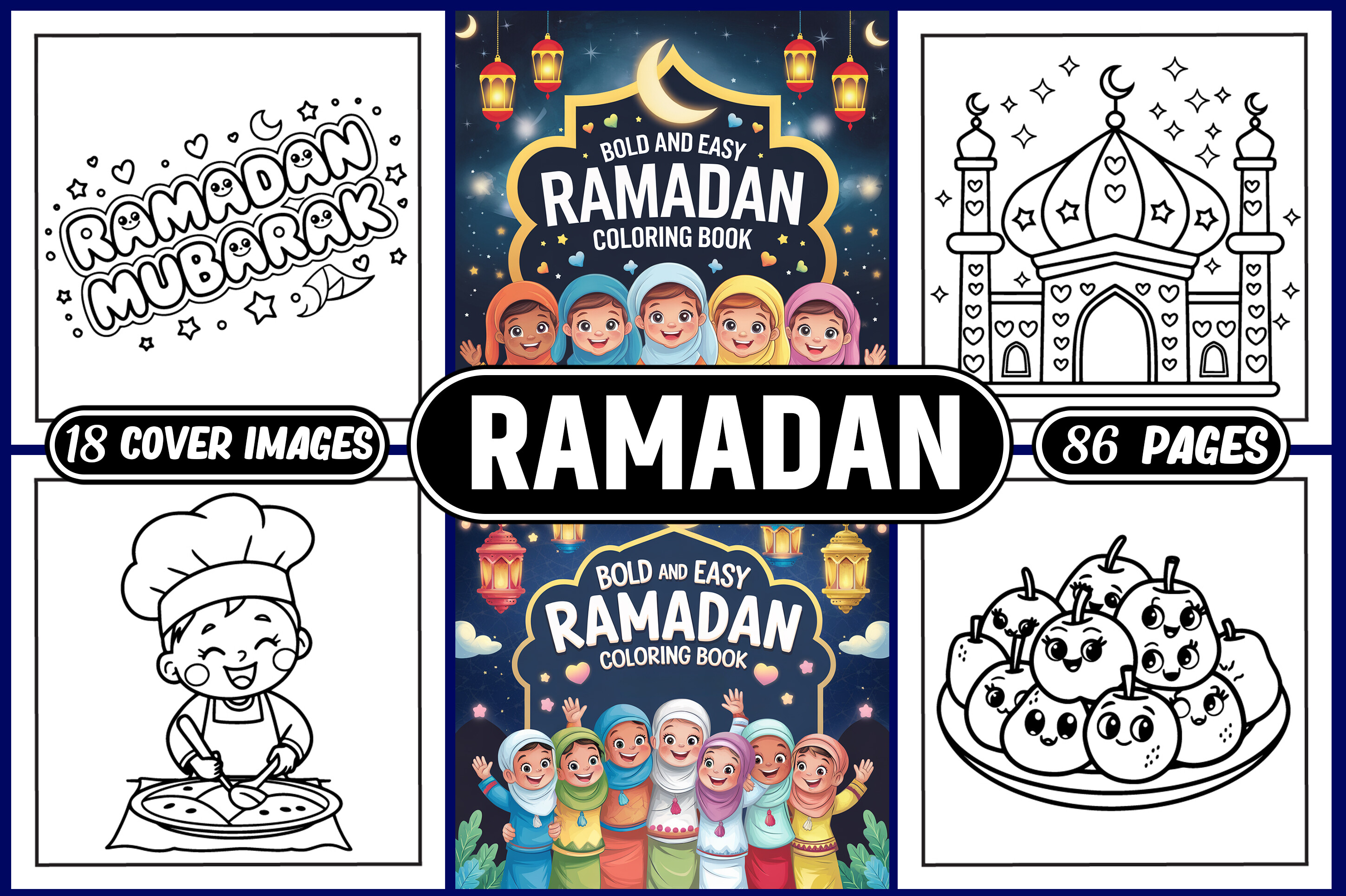 Bold and Easy Ramadan Coloring Book Kids