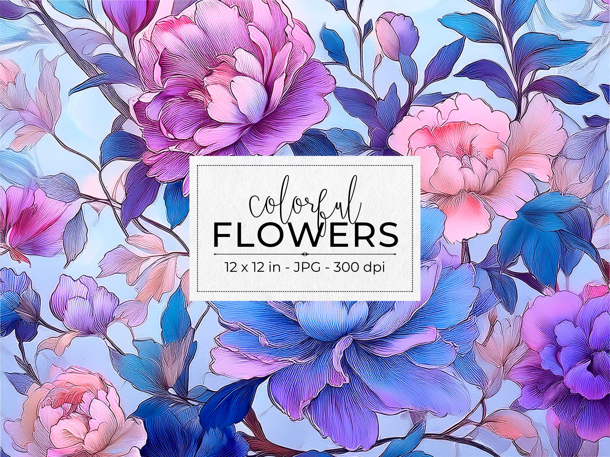 Colorful Flowers Digital Paper Graphic by jallydesign · Creative Fabrica