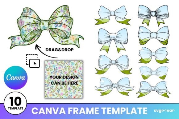 Coquette Bows Canva Frames Bundle