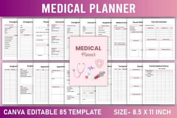 Editable Medical Planner Canva Template Graphic Planners & Schedules By KDP GALLERY
