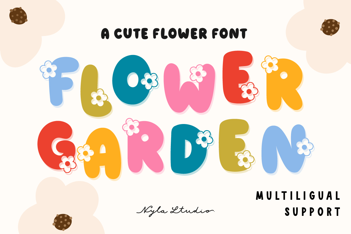 Flower Garden font preview in a floral display style