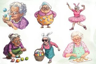 Funny Easter Grandma Clipart Graphic by Dreamshop · Creative Fabrica
