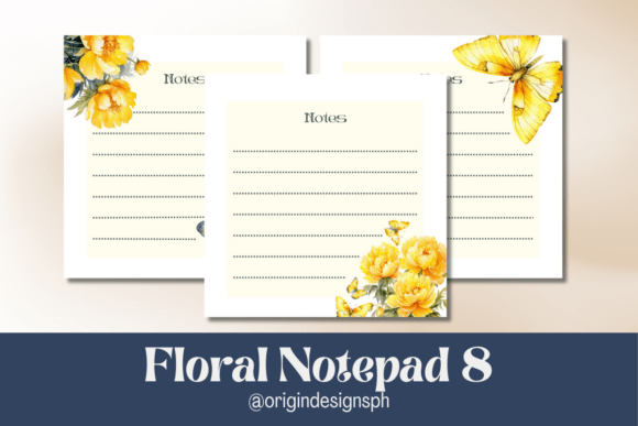 PLR Floral Notepad8 Gráfico Cuadernos y Blocs de Notas Por Origin Designs PH