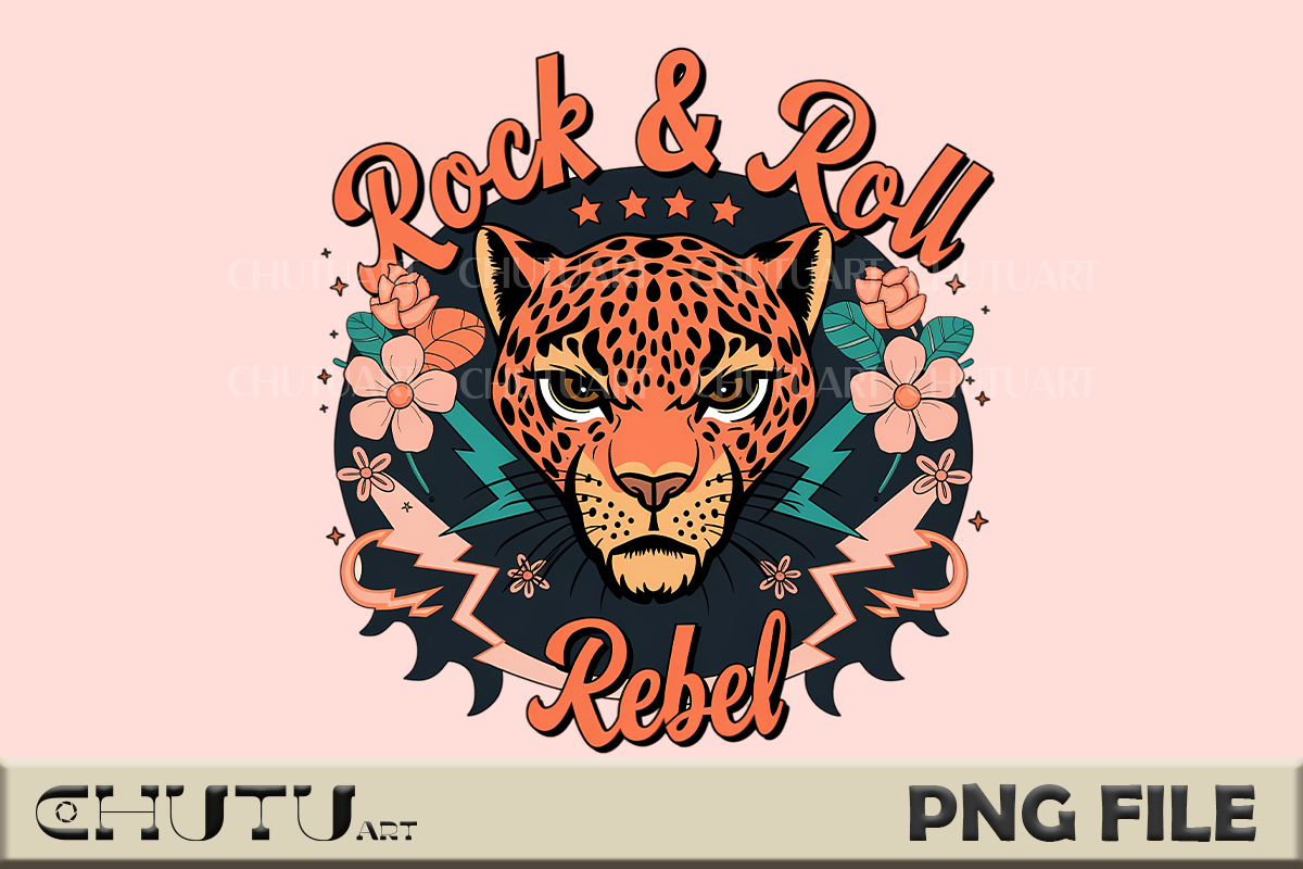 Rock & Rebel - Fierce Leopard Retro Graphic by CHUTU art · Creative Fabrica