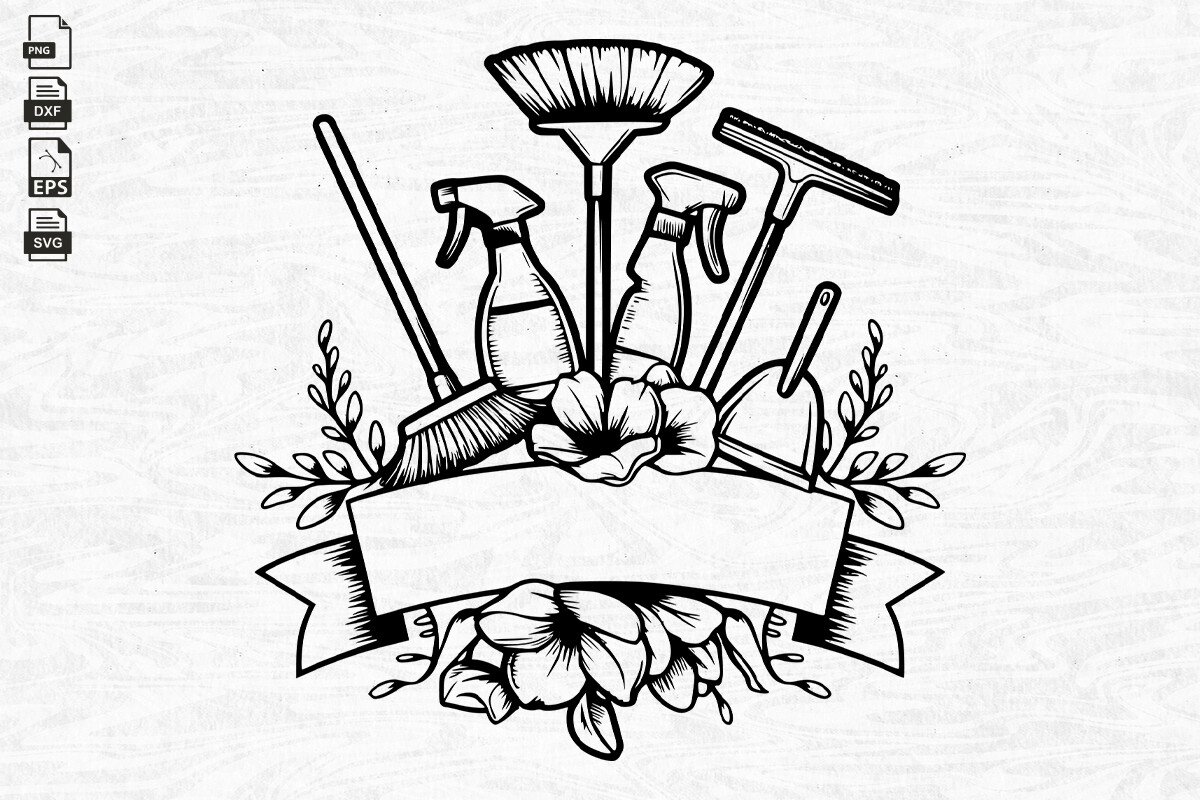 Split Monogram Cleaning Tool Svg, Floral Graphic by BlackCatsZone ...