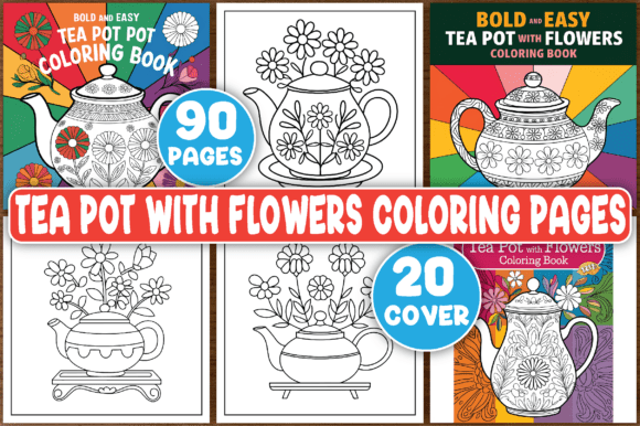 Tea Pot with Flowers Coloring Pages