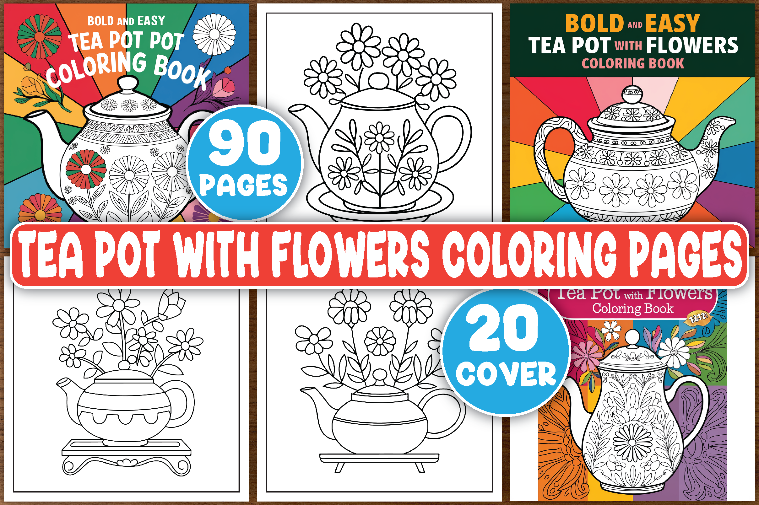 Tea Pot with Flowers Coloring Pages