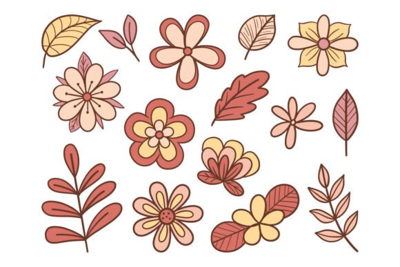 Autumn Botanical Hand Drawn Flowers