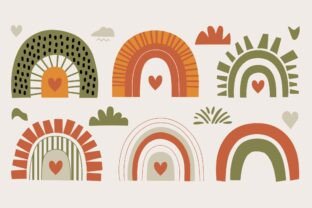 Boho Rainbow Clipart Set Graphic by craftsmaker · Creative Fabrica