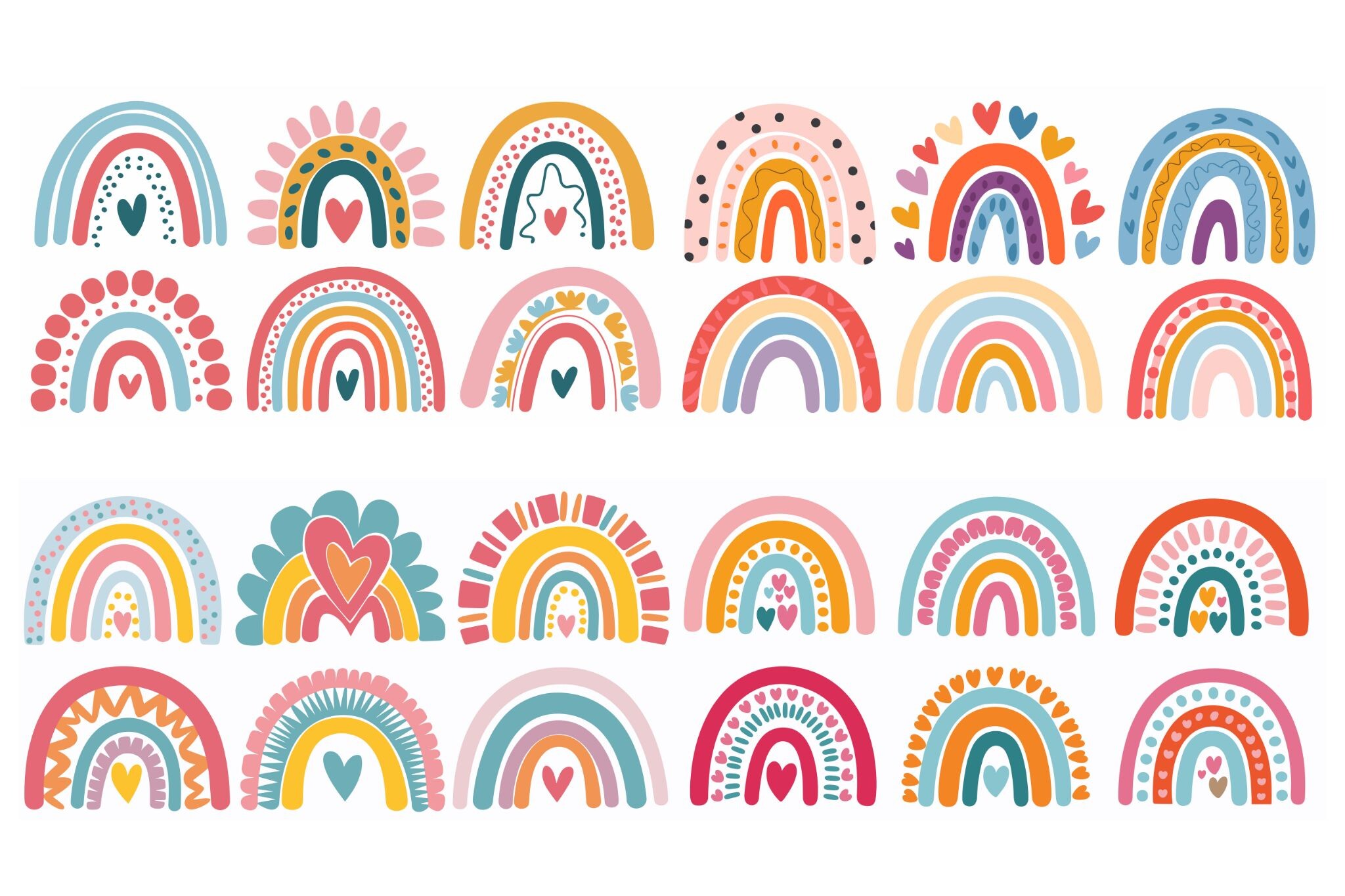 Boho Rainbow Clipart Set Graphic by craftsmaker · Creative Fabrica