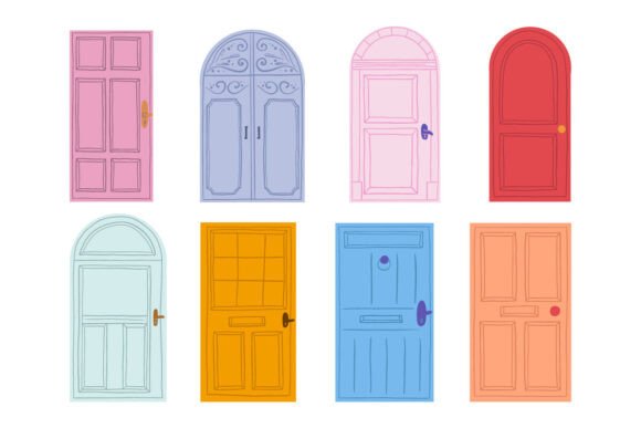 Colorful Decorative Door Illustration