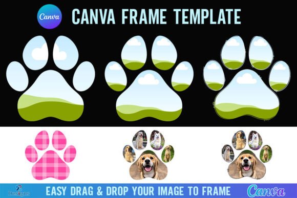 Dog Paw Canva Frame Template Cat Print