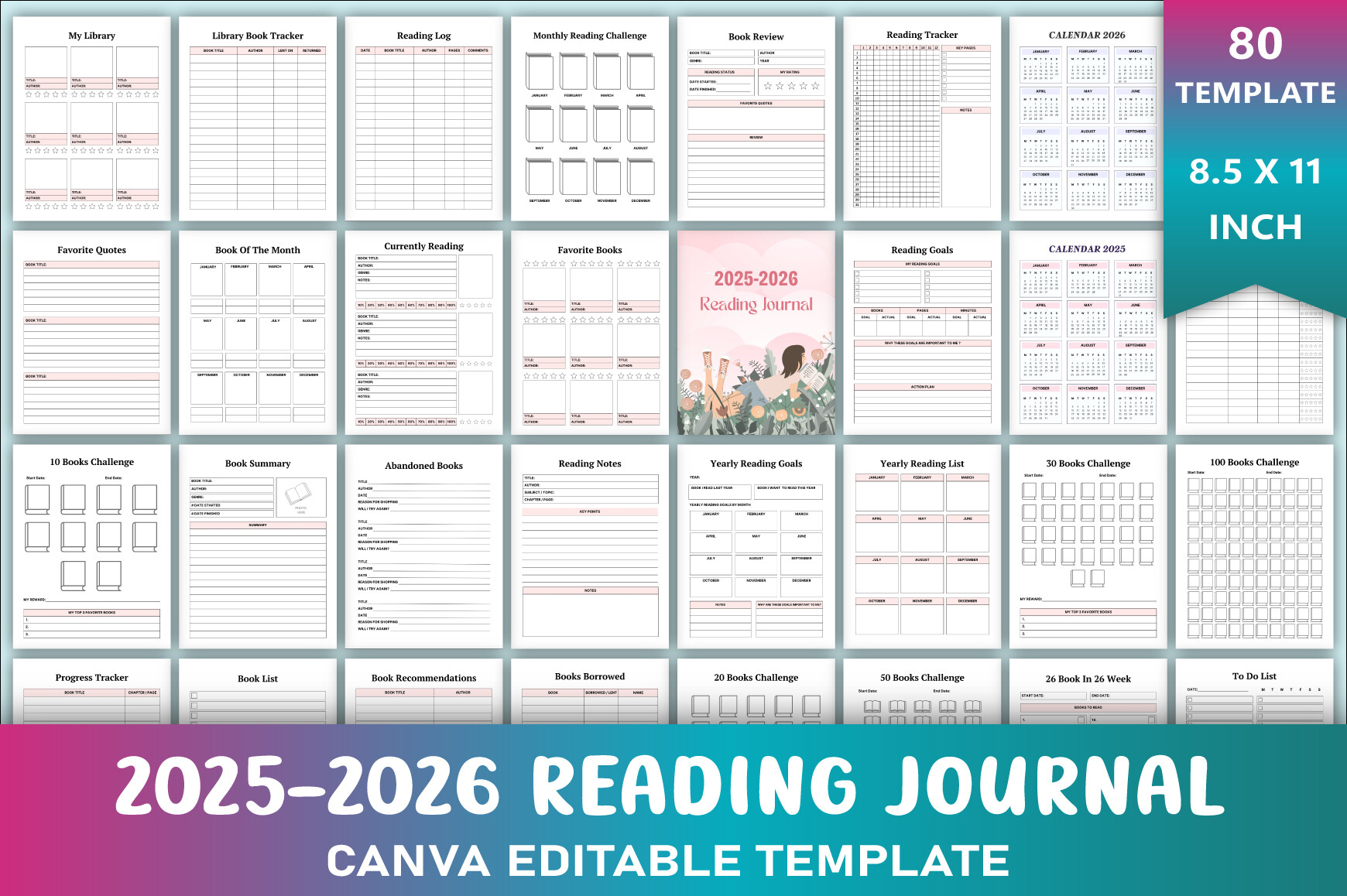 Editable 2025-2026 Reading Journal Graphic by KDP GALLERY · Creative ...