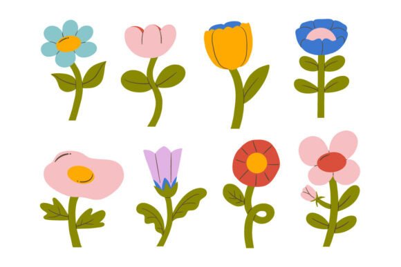 Playful Hand Drawn Whimsical Flowers