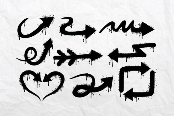 Set of Graffiti Arrows with Dripping Ink
