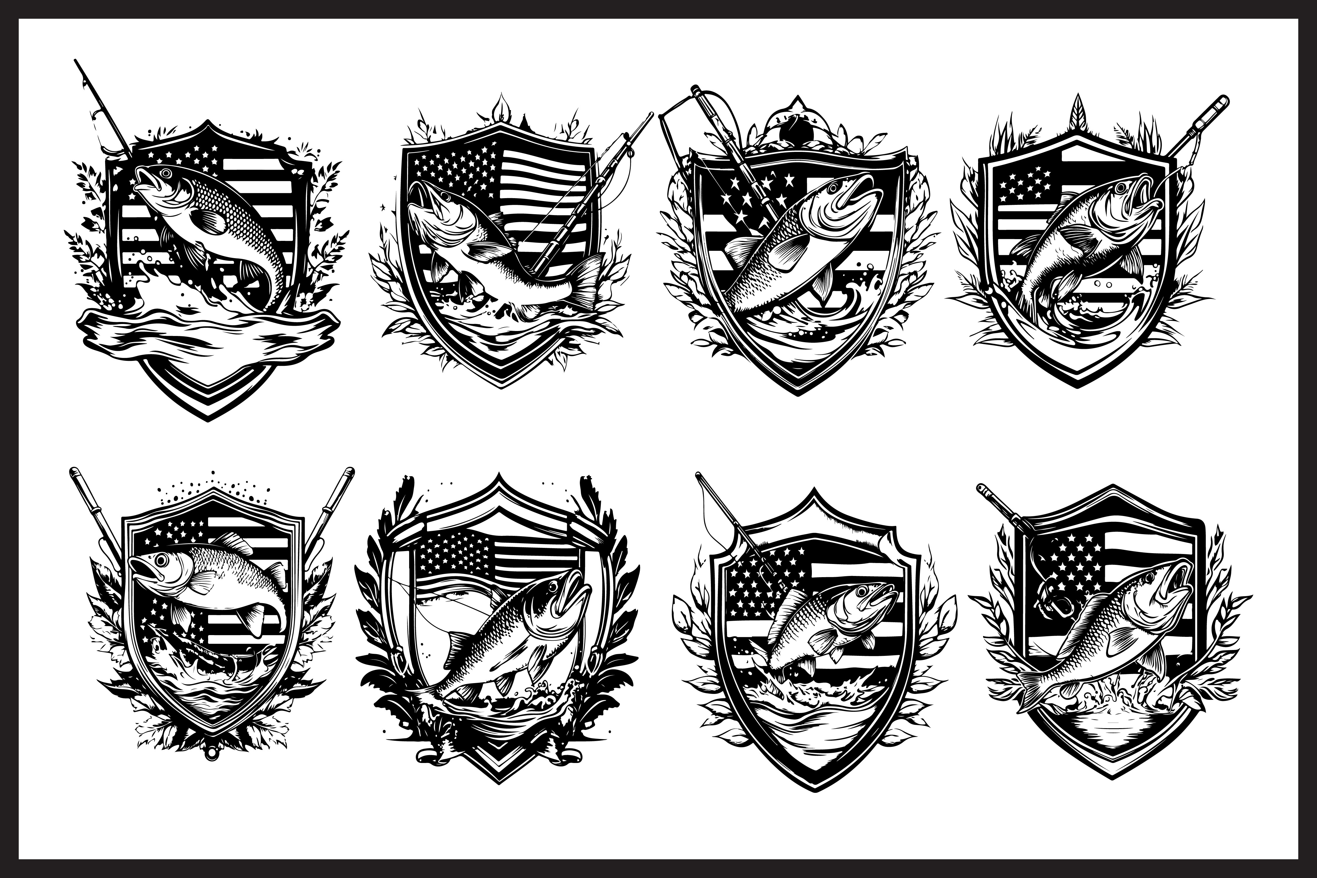 Emblem Graphics Vintage American Fishing Emblems Graphic by RVECT · Creative Fabrica