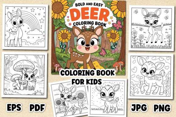 Bold & Easy Deer Coloring Book for Kids