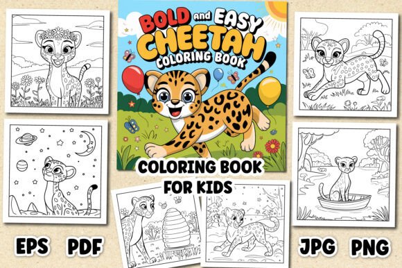 Bold and Easy Cheetah Coloring Book