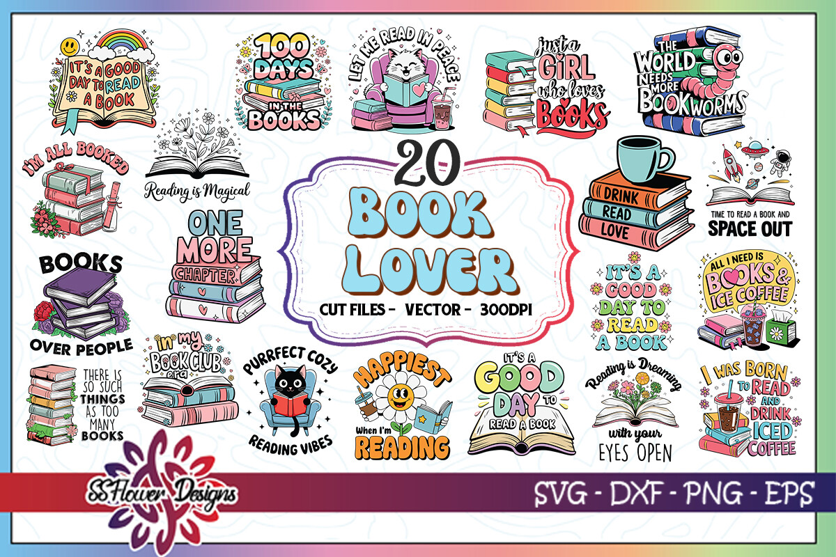 Book Lover SVG Bundle Graphic by ssflower · Creative Fabrica