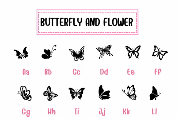 Butterfly and Flower Font - Preview 1