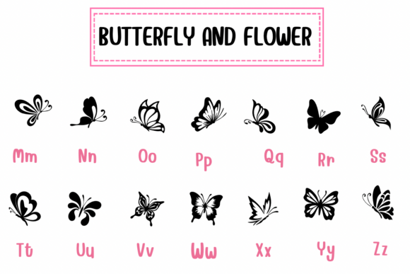 Butterfly and Flower Font - Preview 2