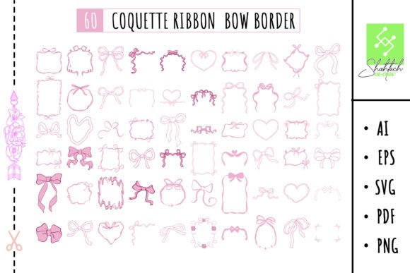 Coquette Ribbon Frame Clipart Bow Border