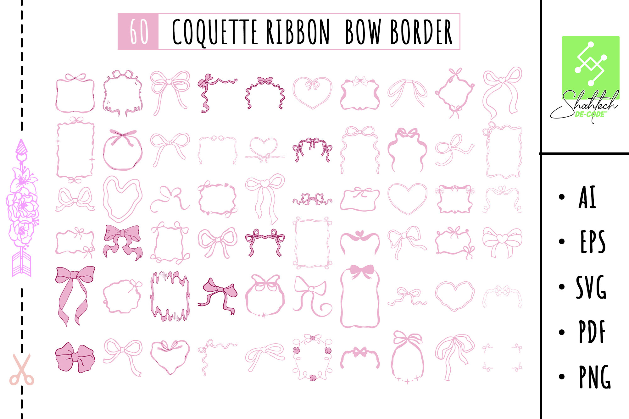 Coquette Ribbon Frame Clipart Bow Border