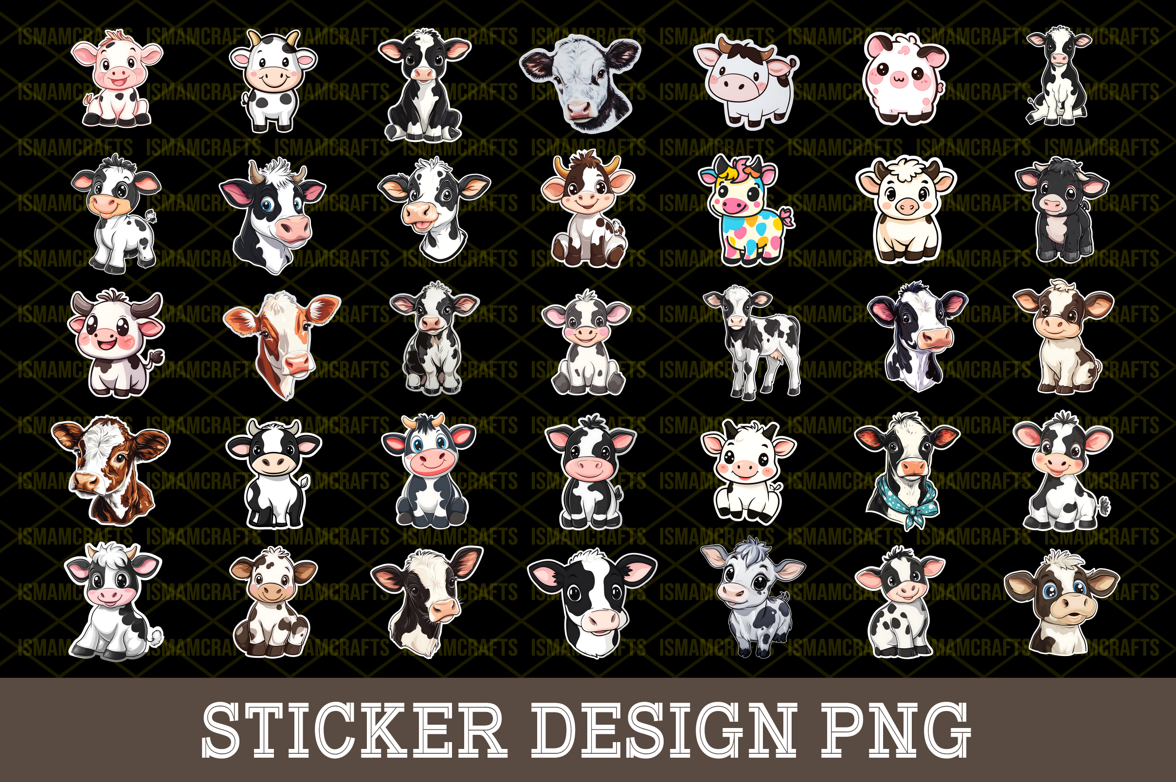 Cow Sticker Bundle PNG Graphic by IsmamCrafts · Creative Fabrica