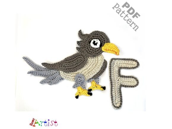 Crochet Animal F Falcon Applique Pattern