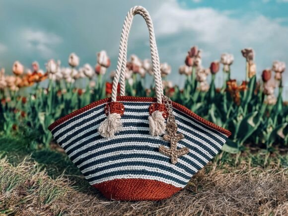 Crochet Pattern Striped Tote PDF, Video