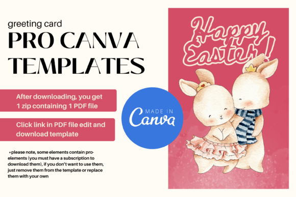 Cute Easter Greeting Card Canva PRO