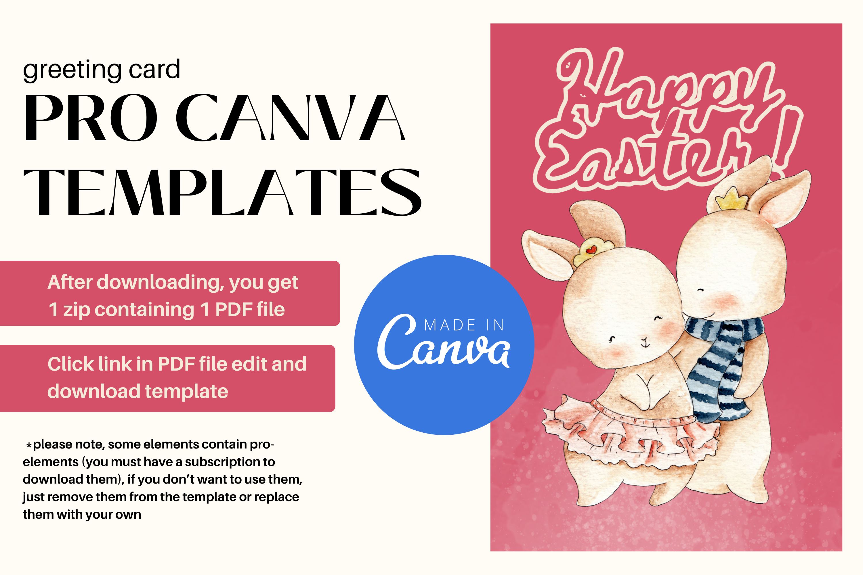 Cute Easter Greeting Card Canva PRO