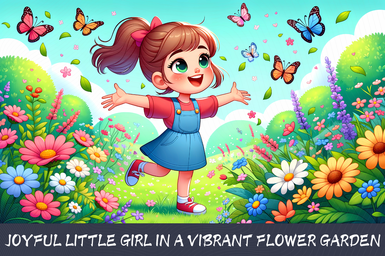 Joyful Little Girl in a Vibrant Flower Graphic by Sweet Critter Co ...