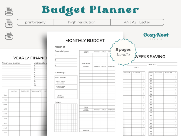 Printable Budget Planner Bundle Finances