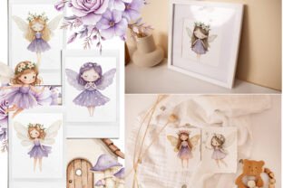 Watercolor Magical Garden Purple Fairies Graphic by UsisArt · Creative ...