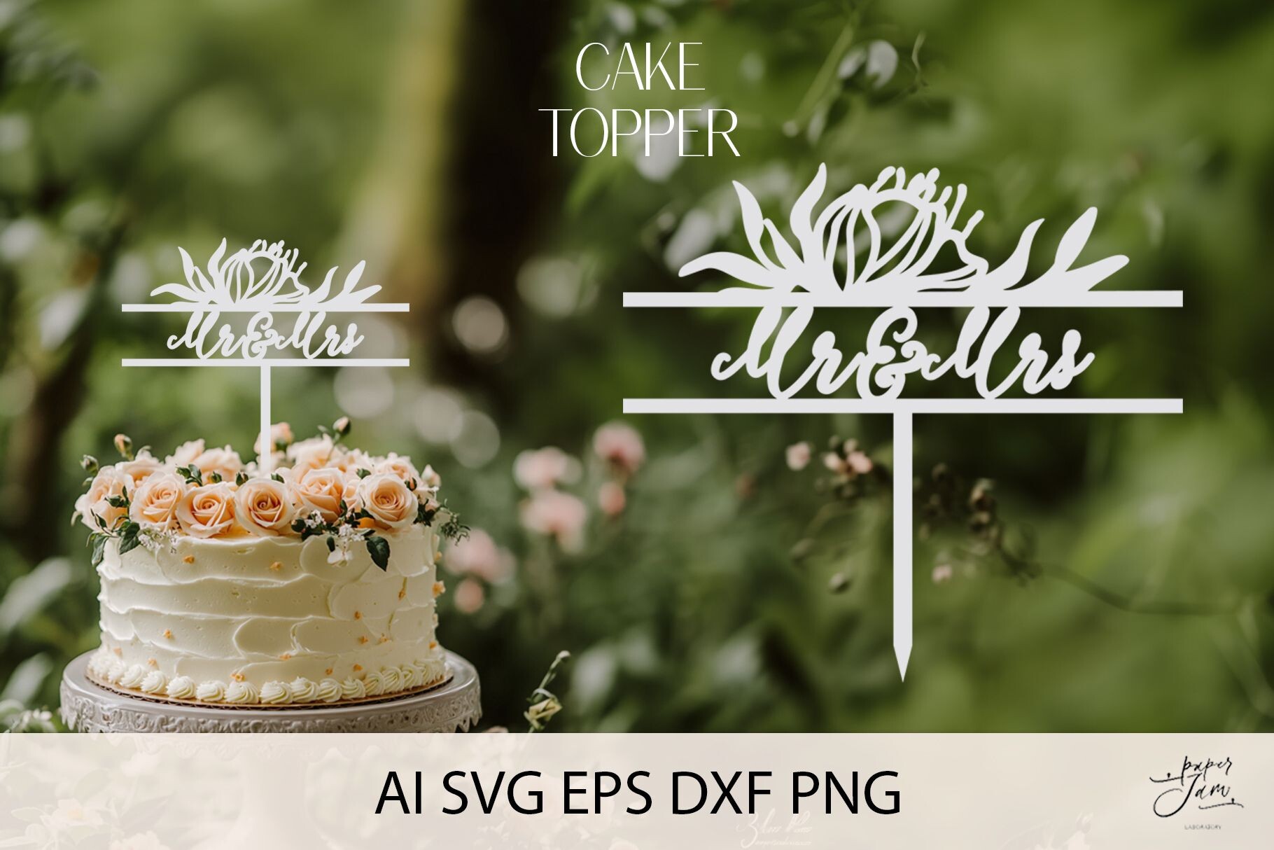 Wedding Cake Topper SVG Laser Cut Graphic by Paperjamlab · Creative Fabrica