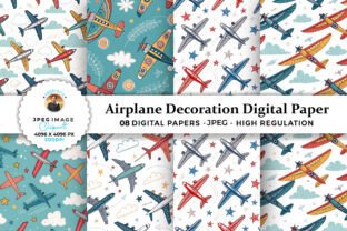 Airplane Decoration Digital Paper