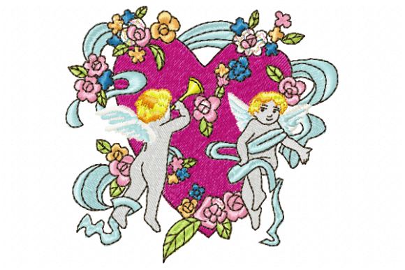 Angel Heart Embroidery Design